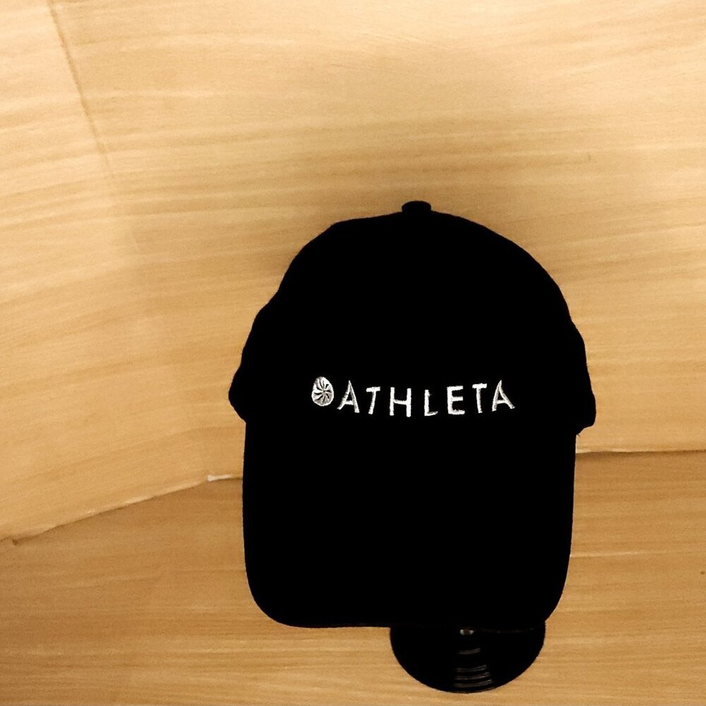 Athleta Womens Black White Adjustable Logo Hat